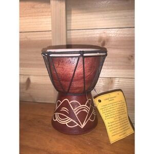 Island‎ Treasures Jamaica Djembe Hand Drum 6"- Wooden Tribal Drum - Hand Carved